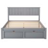 Full Size Platform Bed with Under-bed Drawers - Gray