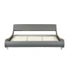 Faux Leather Upholstered Platform Bed Frame; Curve Design; Wood Slat Support; No Box Spring Needed; Easy Assemble; King Size; Gray - Gray