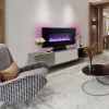 36 Inch Curved Front Electric Fireplace; Freestanding or Wall Mounted Electric Fireplace with Adjustable Flame Color & Remote Control - as Pic