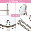 8-inch Wall Mounted Makeup Vanity Mirror; Height Adjustable; 1X / 10X Magnification Mirror; 360Â¬âˆž Swivel with Extension Arm (Brushed Nickel) - as Pic