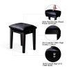 Vanity Stool Wood Dressing PU Padded Chair Makeup Piano Seat Make Up Bench; Black - as Pic