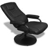 vidaXL Swivel Recliner with Ottoman Black Faux Leather - Black