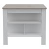 Cala Kitchen Island Antibacterial; Three Shelves; Four Legs -Light Gray / White - as Pic