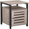 End Table with Open Shelf; Side Table; Inner Adjustable Shelf; Steel Frame; 15.7 x 15.7 x 23.6 Inches; Bedroom; Industrial; Greige and Black ULET062B0