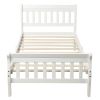 Wood Platform Bed Twin Bed Frame Panel Bed Mattress Foundation Sleigh Bed with Headboard/Footboard/Wood Slat Support - White