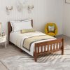 Wood Platform Bed Twin Bed Frame Panel Bed Mattress Foundation Sleigh Bed with Headboard/Footboard/Wood Slat Support - Oak