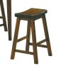 18-inch Height Saddle Seat Stools Set of 2pc Solid Wood Casual Dining Home Furniture  - Brown Mix