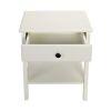 Wood Nightstand Set of 2;  Modern Bedside Table with Drawer and Shelf;  3-Tier Sofa Side Table End Table;  Living Room Bedroom Furniture - White