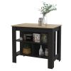 Rockaway 3-Shelf Kitchen Island Black Wengue and Light Oak - as Pic