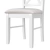 TOPMAX 2 Pieces Farmhouse Rustic Wood Kitchen Upholstered X-Back Dining Chairs; Beige+White - as Pic