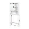 Over-the-Toilet Storage Cabinet; Space-Saving Bathroom Cabinet; with Adjustable Shelves and A Barn Door 27.16 x 9.06 x 67 inch - White