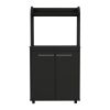 Charlotte 1-Shelf 2-Door Kitchen Pantry Black Wengue - as Pic