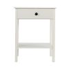 Wood Nightstand Set of 2;  Modern Bedside Table with Drawer and Shelf;  3-Tier Sofa Side Table End Table;  Living Room Bedroom Furniture - White