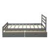 Wood platform bed with two drawers, - Gray