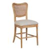 Farmhouse Dining Room Accent Chairs French Distressed Bedroom Barstools with Round Rattan Back Elegant Kitchen Chairs Side Chair; Set of 2 ; Rattan Ba