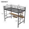 Loft Bed with Desk and Shelf ;  Space Saving Design; Twin - Black