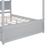 Wood Canopy Bed with Trundle Bed ; Full Size Canopy Platform bed With Support Slats .No Box Spring Needed - Gray