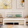 Wood platform bed with two drawers, - White