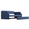 Upholstered Daybed with Trundle;  Wood Slat Support; Upholstered Frame Sofa Bed ;  Twin - Blue