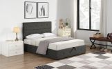 Upholstered Platform Bed with Underneath Storage; Full Size - Gray