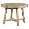 TREXM Farmhouse Round Extendable Dining Table with 16&quot; Leaf Wood Kitchen Table (Natural Wood Wash) - as Pic