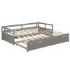 Extending Daybed with Trundle, Wooden Daybed with Trundle - Gray