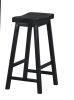 29-inch Bar Height Stools Set of 2pc Saddle Seat Solid Wood Casual Dining Home Furniture - Black