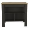 Cala Kitchen Island; Four Legs; Three Shelves -Black / Light Oak - as Pic