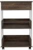 Verona Kitchen Cart; Three Shelves; Four Casters -White / Dark Walnut - as Pic