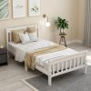 Wood Platform Bed Twin Bed Frame Panel Bed Mattress Foundation Sleigh Bed with Headboard/Footboard/Wood Slat Support - White