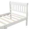 Wood Platform Bed Twin Bed Frame Panel Bed Mattress Foundation Sleigh Bed with Headboard/Footboard/Wood Slat Support - White