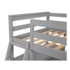 Twin Size Loft Bed with Desk and Shelves;  Two Built-in Drawers - Gray