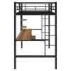 Loft Bed with Desk and Shelf ;  Space Saving Design; Twin - Black