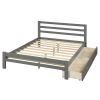 Wood platform bed with two drawers, - Gray