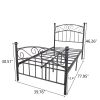 Bed Frame with Headboard and Footboard Metal Platform Bed Frame Queen Size No Box Spring Needed;  Twin Black - Twin - Black