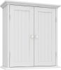 Bathroom wall cabinet; space saving storage cabinet above toilet; medicine cabinet with 2 doors and adjustable shelves; cupboard - WHITE