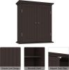 Bathroom wall cabinet; space saving storage cabinet above toilet; medicine cabinet with 2 doors and adjustable shelves; cupboard - BROWN