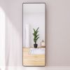 square rounded corners Full Length Mirror Floor Mirror Hanging Standing or Leaning; Bedroom Mirror Wall-Mounted Mirror Dressing Mirror with Black Alum