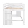 Twin Size Loft Bed with Cabinet and Shelf - White