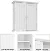 Bathroom wall cabinet; space saving storage cabinet above toilet; medicine cabinet with 2 doors and adjustable shelves; cupboard - WHITE