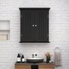 Bathroom wall cabinet; space saving storage cabinet above toilet; medicine cabinet with 2 doors and adjustable shelves; cupboard - BLACK