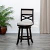 24" Counter Height X-Back Swivel Stool; Espresso Finish; Beige Fabric Seat - as Pic