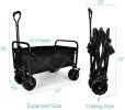 YSSOA Heavy Duty Folding Portable Cart Wagon with 7\'\' Widened All-Terrain Wheels Prevent to Sinking in The Sand; Adjustable Handles and Double Fabri