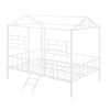 Metal House Bed Frame Full Size with Slatted Support No Box Spring Needed  - White