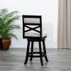 24" Counter Height X-Back Swivel Stool; Espresso Finish; Beige Fabric Seat - as Pic