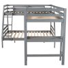 L-Shaped Twin over Full Bunk Bed and Twin Size Loft Bed with Built-in Desk - Gray