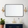 Wall Mount Mirror for Bathroom;  Brush Black Metal Framed Rounded Corner Rectangular Vanity Mirror (24" x 36";  Black) - Black