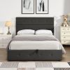 Upholstered Platform Bed with Underneath Storage; Full Size - Gray