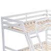 L-Shaped Twin over Full Bunk Bed and Twin Size Loft Bed with Built-in Desk - White