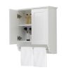 23x24x8.2 Inch Wooden Bathroom Medicine Cabinet for Storage with Adjustable Shelf;  Wall Mounted Bathroom Cabinet with Towel Bar;  MDF Material White